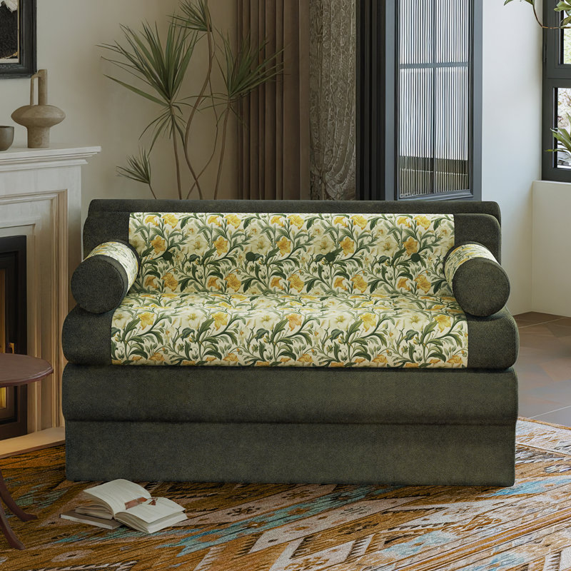 Wowmax 132cm Floral Chenille Loveseat Removable Covers