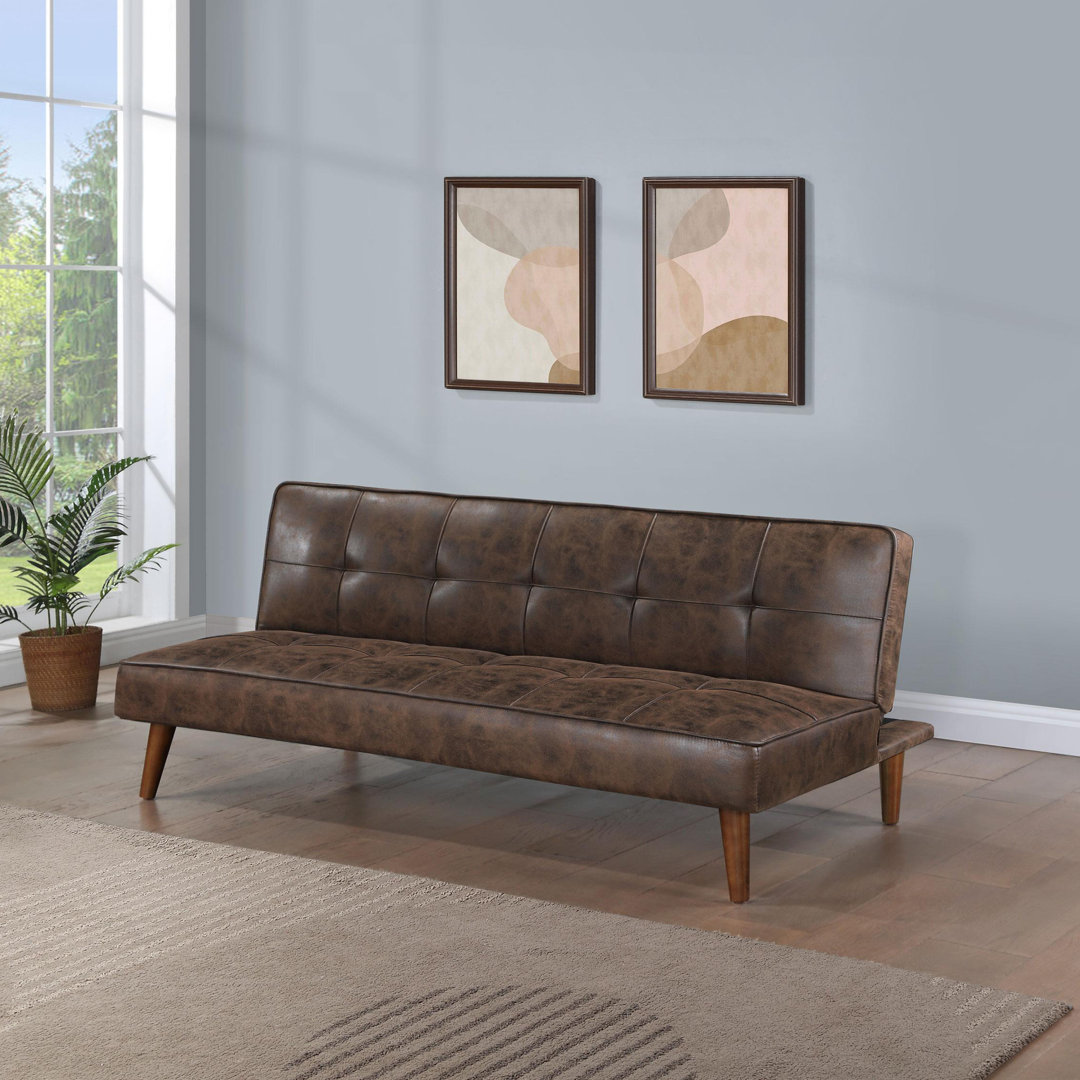Upholstered Tufted Convertible Sofa Bed Dark Coffee George Oliver