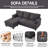 86" Linen Upholstered Sofa with a Movable Storage Ottoman, Underseat Storage and 2 Flip-up Armrests-117792575