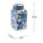 Pot en porcelaine bleue et blanche 5,5 x 5,5 x 5,5 po