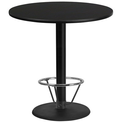 Plateau de table rond en stratifié 24 po Basinger et base de table ronde à hauteur de barre 18 po Basinger