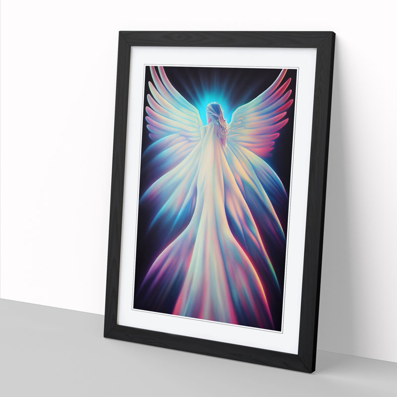FRM-V0523-71X Angel Airbrush - Single Picture Frame Print, Black Framed, 34cm H x 25cm W x 2cm D