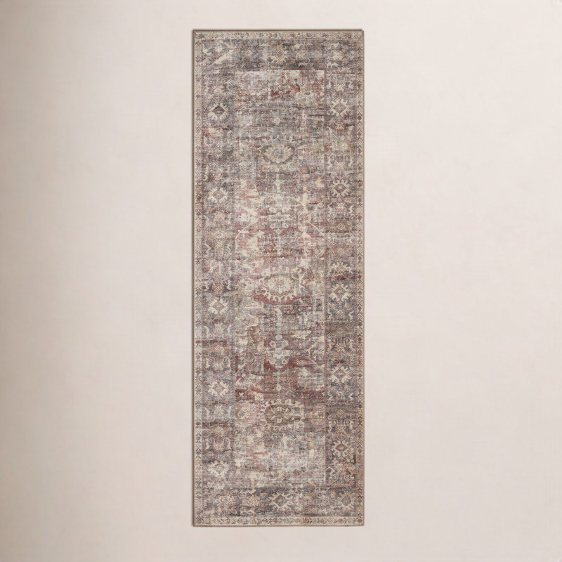 Tapis bordeaux / antique Georgie, Tapis de couloir 2 pi 6 po x 9 pi 6 po