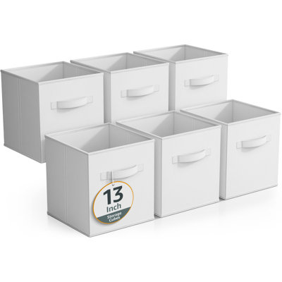 Sorbus 6 Pack 13 Inch Foldable Storage Cubes with Handle- for Organizing Home, Shelves, Nursery, Playroom, Closet and More, White