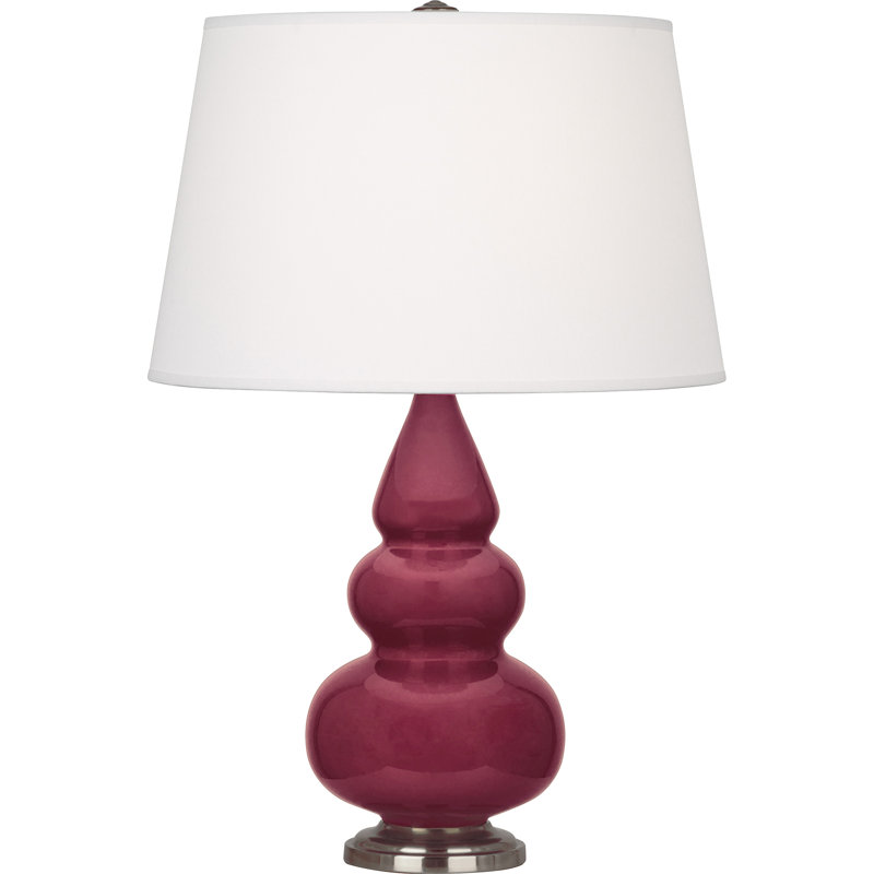Small Triple Gourd 24.5" Table Lamp, Sugar Plum, Antique Silver