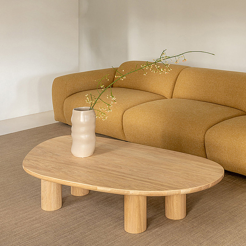 Table basse simple en bois massif de style Wabi-sabi, Burlywood, H 13,78 po x L 47,24 po x l 27,56 po