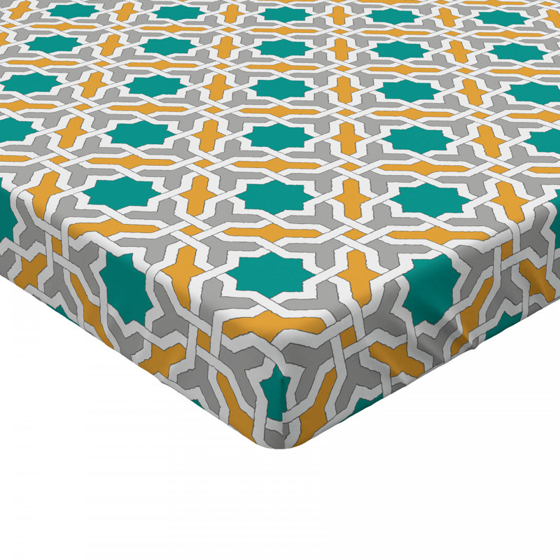 Microfiber Geometric Fitted Sheet, Queen Fitted Sheet