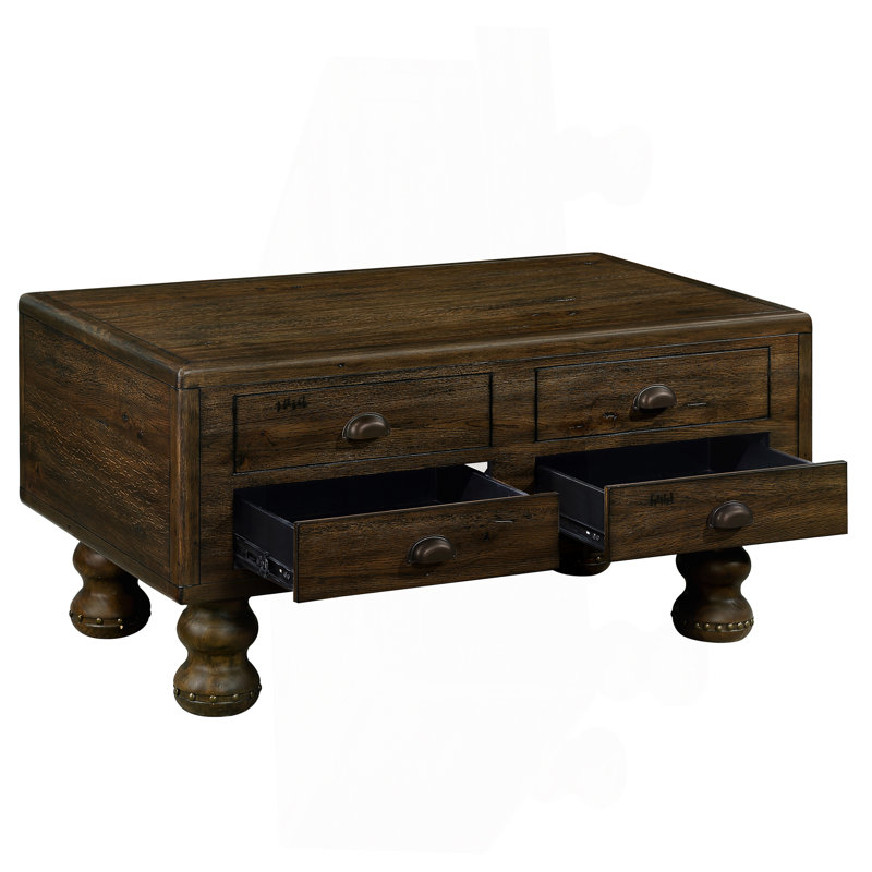 Table basse rectangulaire en bois massif pour le salon, Espresso