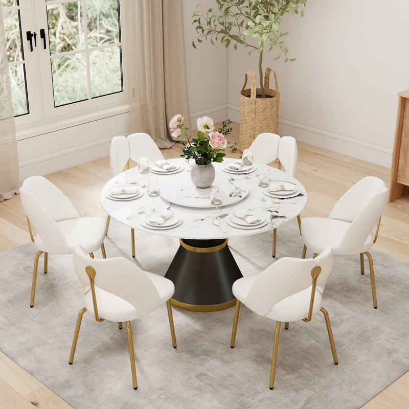 Table de salle à manger Ryding, H 29,5 po x L 53 po x l 53 po, Patek blanc