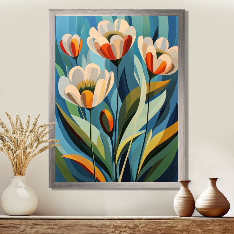Berat - impressions murales florales, Argent argent, H 20 po x l 12 po, Reproduction encadrée d'une seule photo