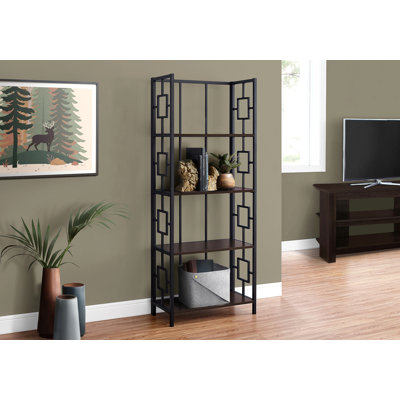 Bibliothèque, bibliothèque, étagère, 4 niveaux, H 62 po, bureau, chambre à coucher, métal stratifié, contemporain, moderne