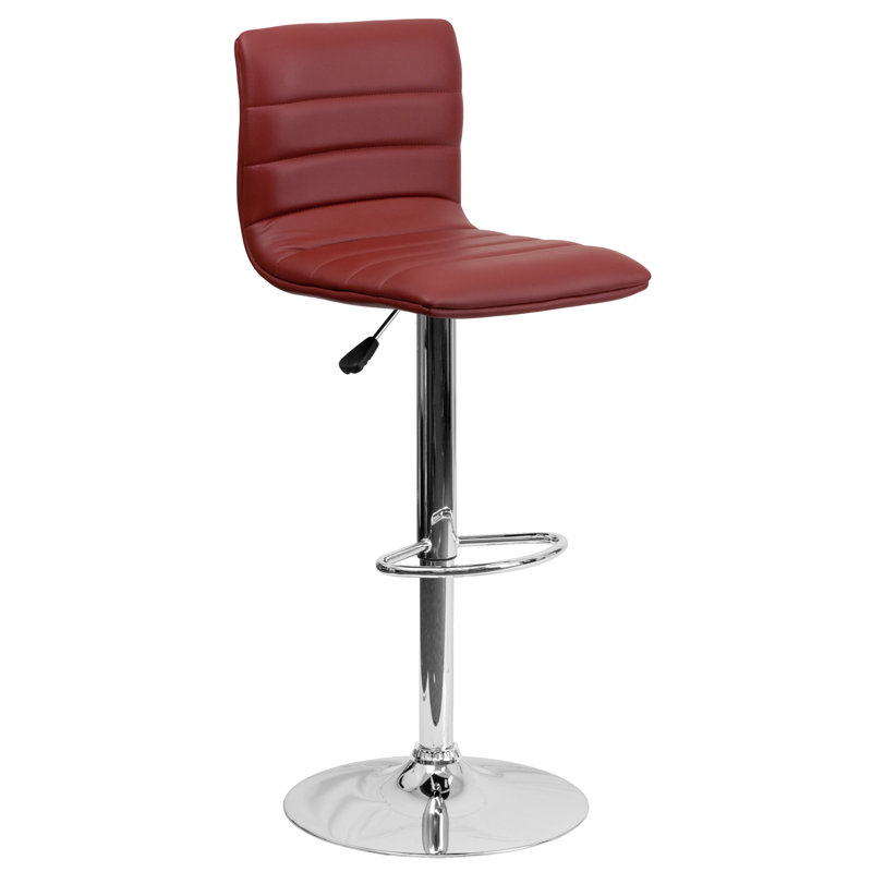 Clift Modern Upholstered Adjustable-Height Barstool with Footrest, Burgundy Vinyl, 1