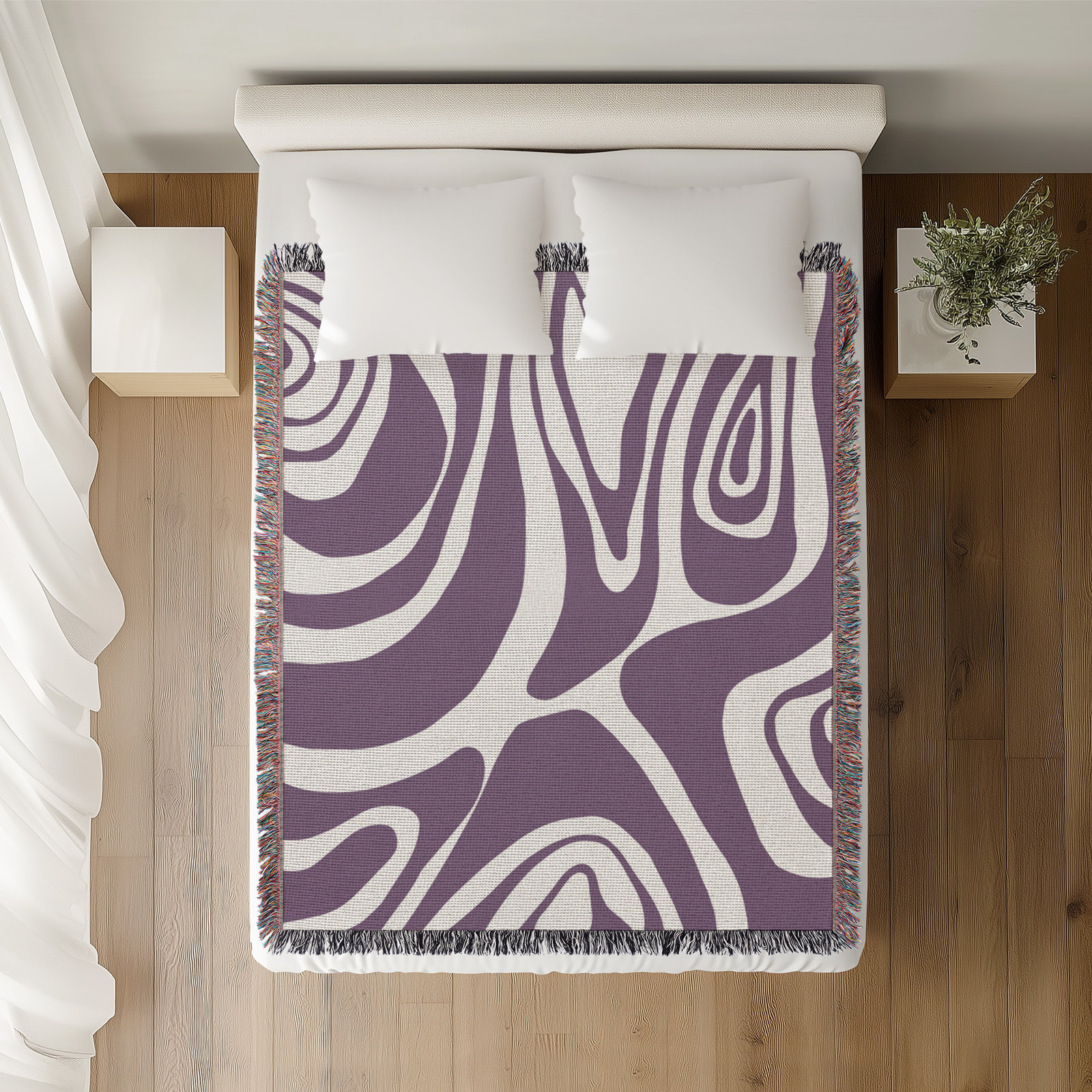 Kayle Cotton Throw Blanket, 50" x 60" – Throw, Purple