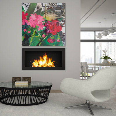 Epic Art 'Poolside Geraniums 2'  by Coco Good Acrylic Glass Wall Art, 36" x 36"