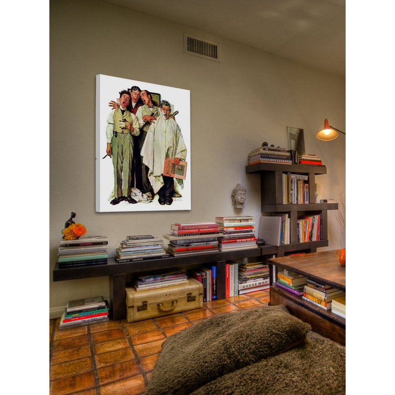 « barbershop quartet » par norman rockwell, reproduction d’art sur toile tendue, H 31 po x l 24 po