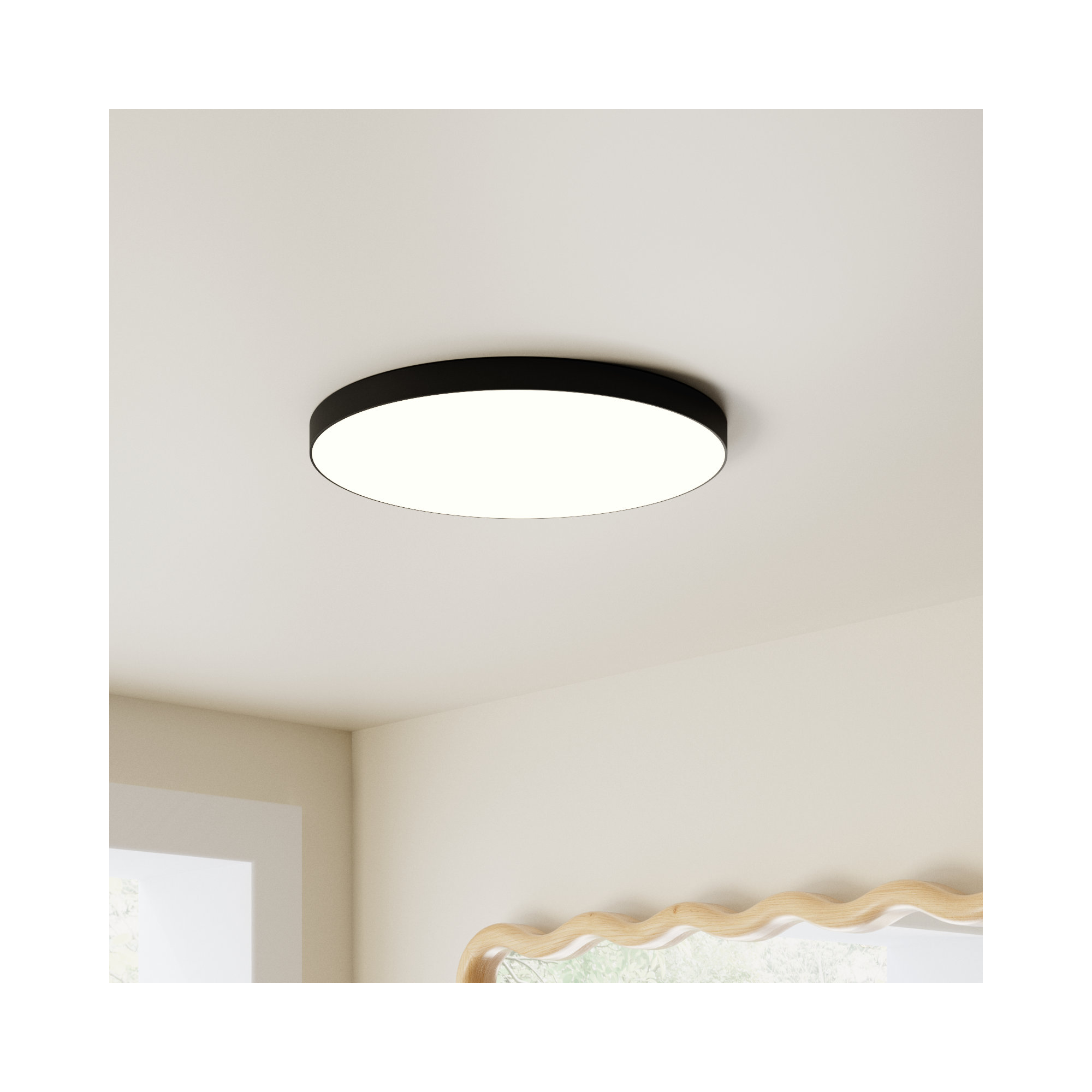 Warrenton Single Light Acrylic LED Flush Mount, Black, 0.75" H 11" W x 11" D