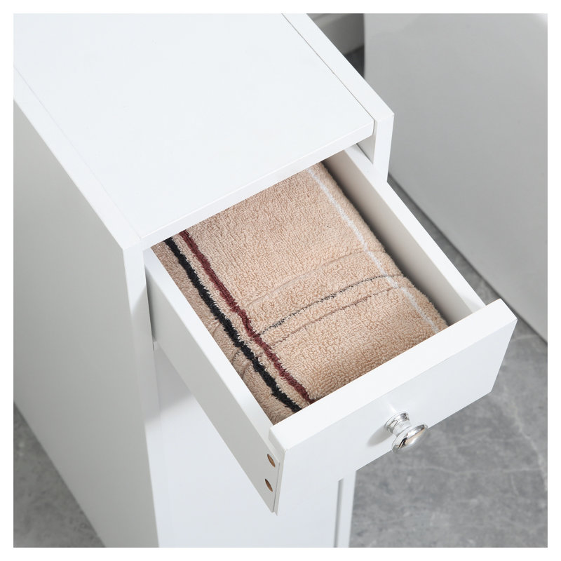 Armoire de rangement autoportante pour salle de bain étroite en MDF blanc pour les salles d'eau
