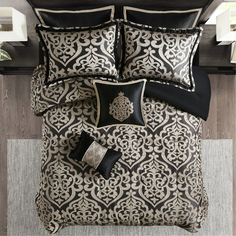 King 8 Piece Comforter , Solid Reverse Side, Embroidered Pillow Pillow, Material, Easy Maintenance