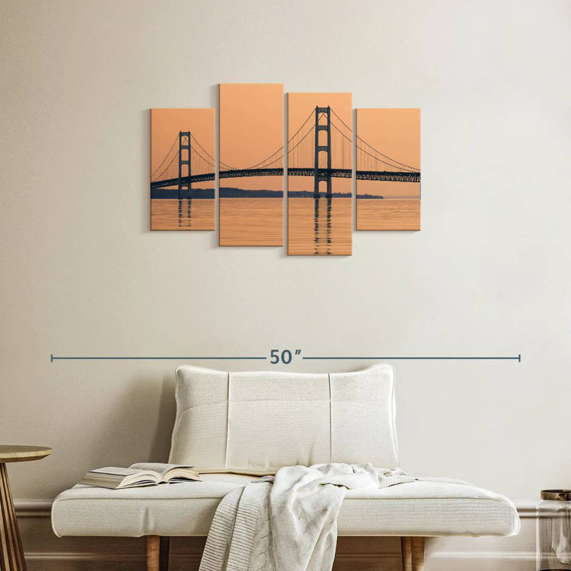 Lilie Mackinac Bridge au coucher du soleil, H 22 po x l 36 po