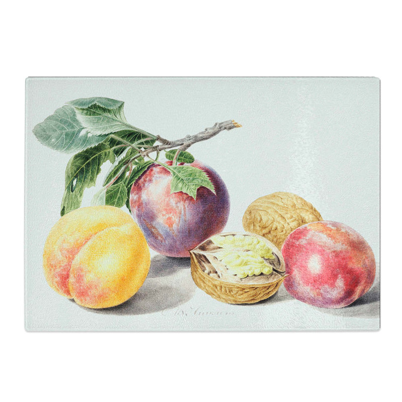 Tempered Glass Peaches by Michiel Van Huysum Chopping Board, 39 cm W x 28.5 cm L