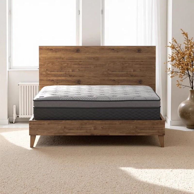 CS Hybrid Pocket Coil 12" Twin XL Mattress - Medium Firm Memory Foam & Spring Support for Restful Sleep, Black/Gray