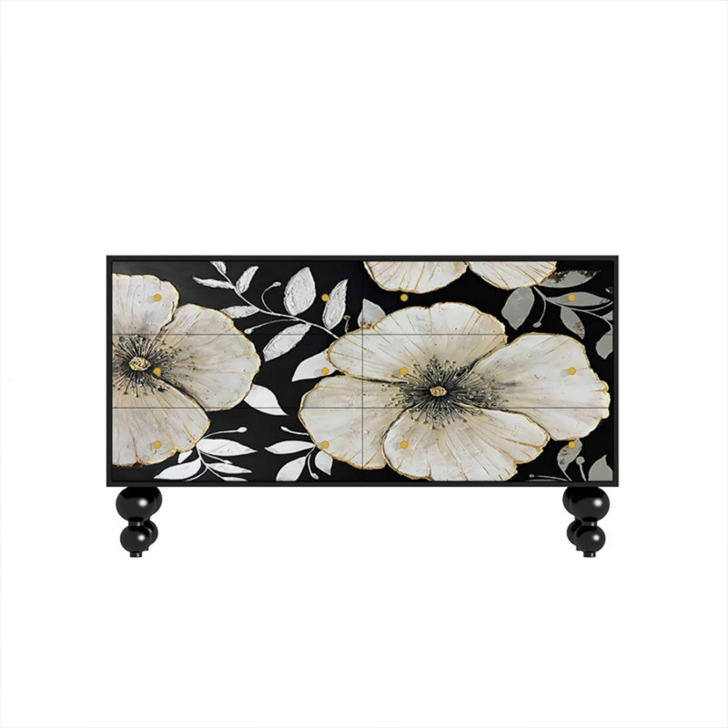 Armoire de rangement à 6 tiroirs Modern Light Luxury, Noir, noir, noir, noir