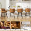 Tabouret de comptoir moderne pivotant rembourré avec structure en métal durable-491641583
