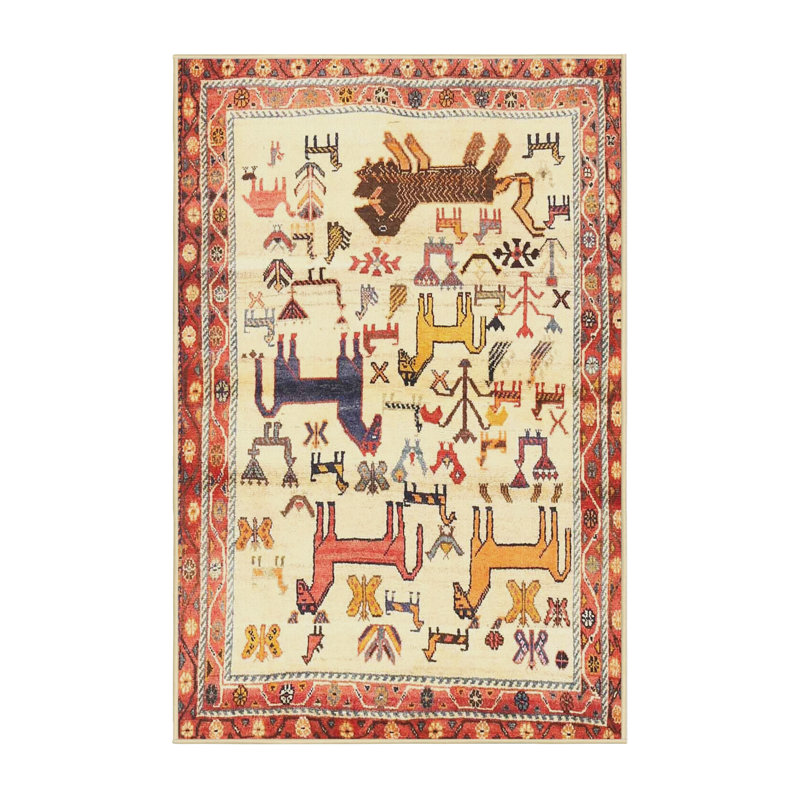 Tapis beige / rouge Haugland, Rectangle 2 pi x 4 pi