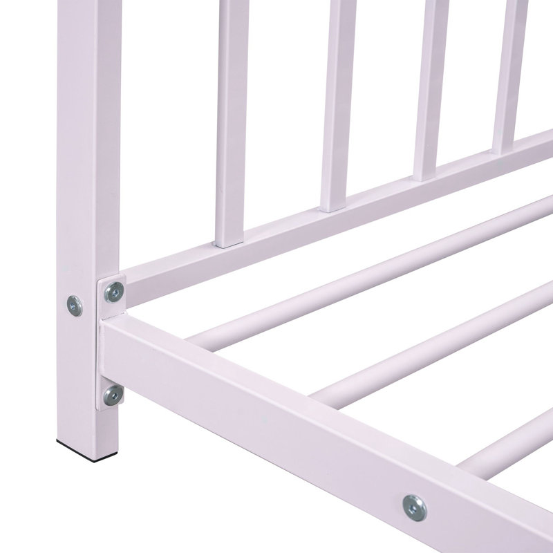 Modern Twin Size House Platform Bed, Pink