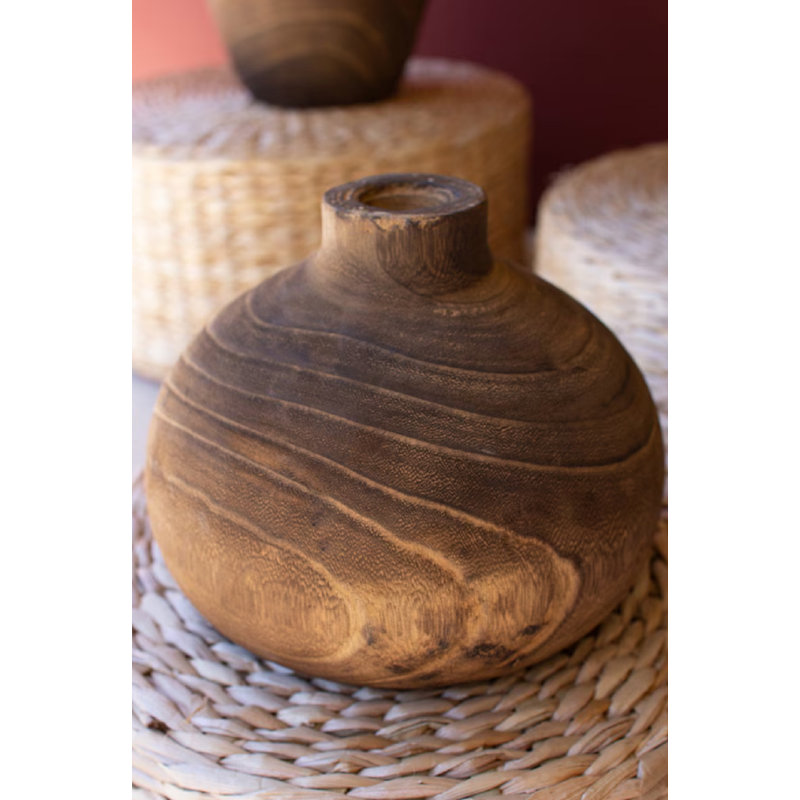 Fieldman SET OF THREE WOODEN VASES - BROWN FINISH