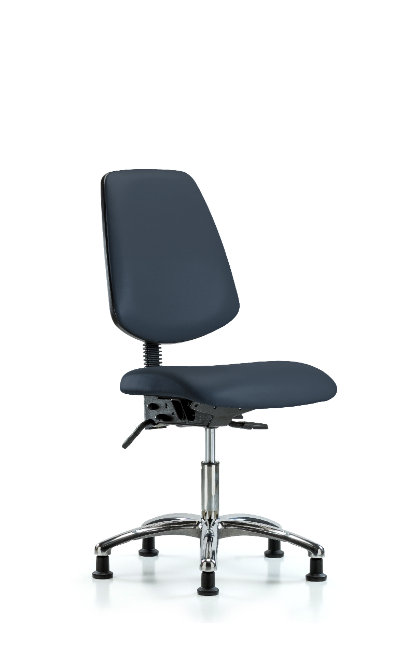 Chaise de travail en vinyle Rebecca, Roulettes, Bleu impérial, Inclus