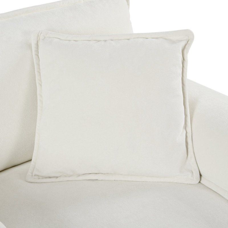 Oversized Deep Seat Sectional Sofa, Large 3-Seater Modular Sofa with 3 Pillows, Beige
