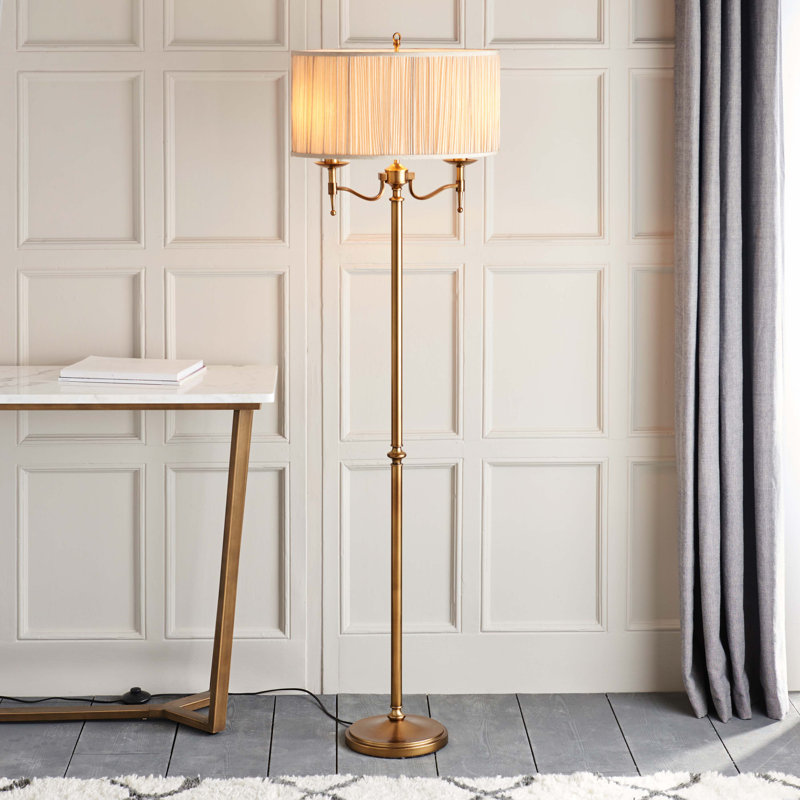 Emperador 158cm Traditional Floor Lamp, Antique Brass, Beige