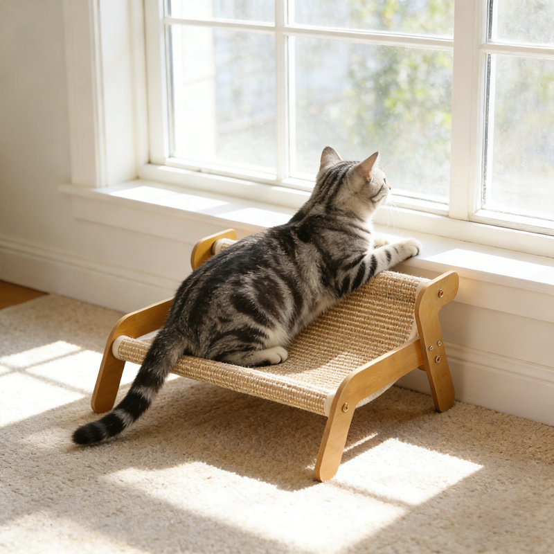 Indoor Elevated Cat Bed With Scratching Mat