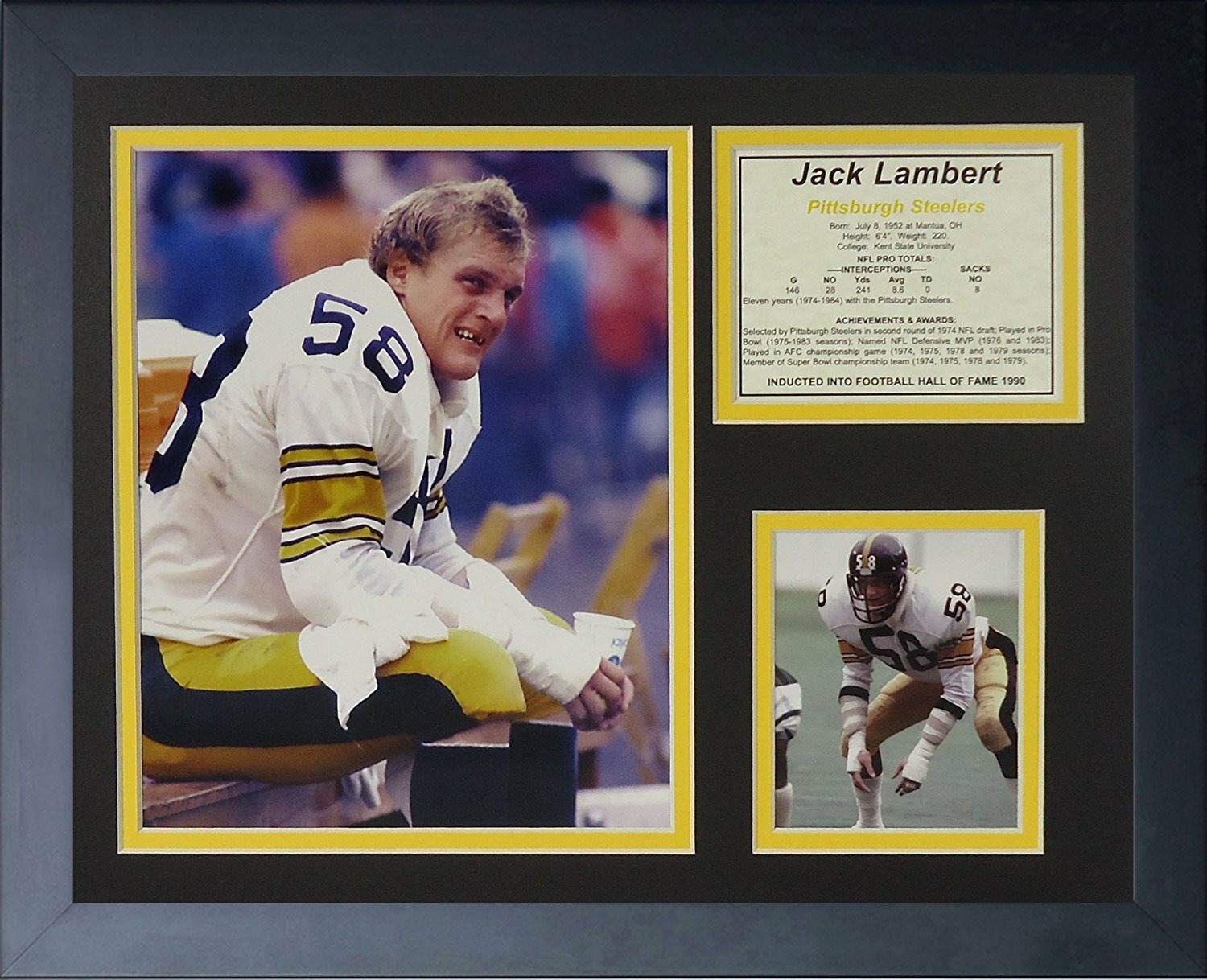 Jack Lambert Signed Pittsburgh Steelers Framed Black Jersey with