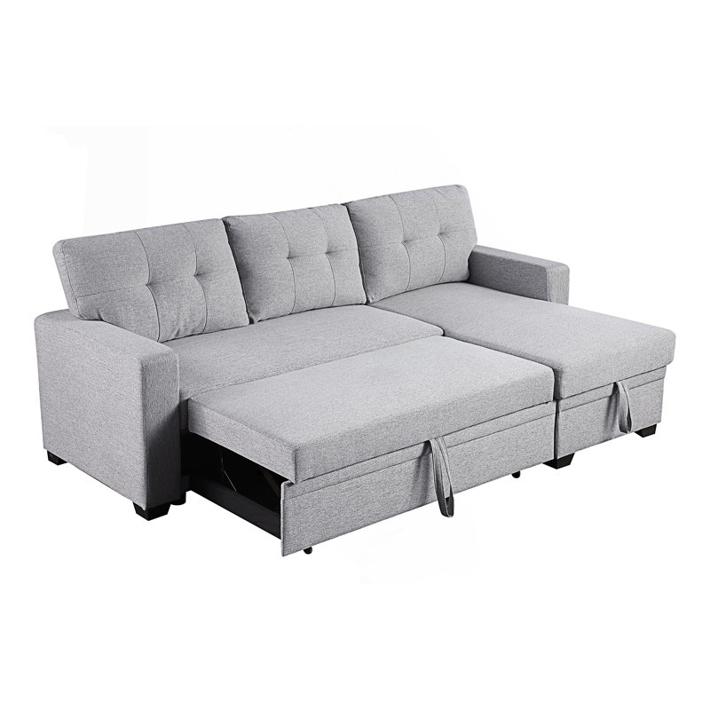 Canapé modulaire rembourré avec méridienne, Gris clair