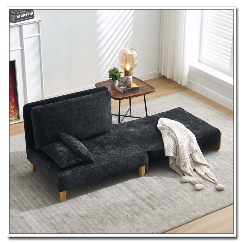 Fauteuil convertible en chenille, Noir
