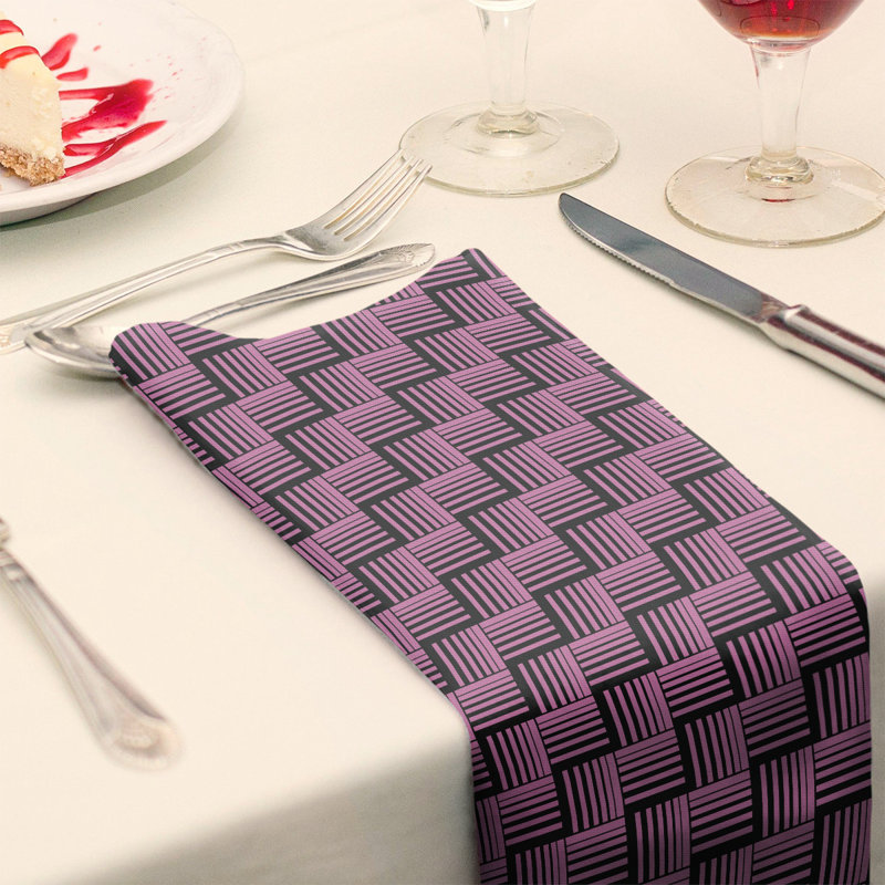 Serviette de table en coton de couleur contrastée, H 0,1 po x l 22 po x P 22 po, Rose/noir, Polyester sergé