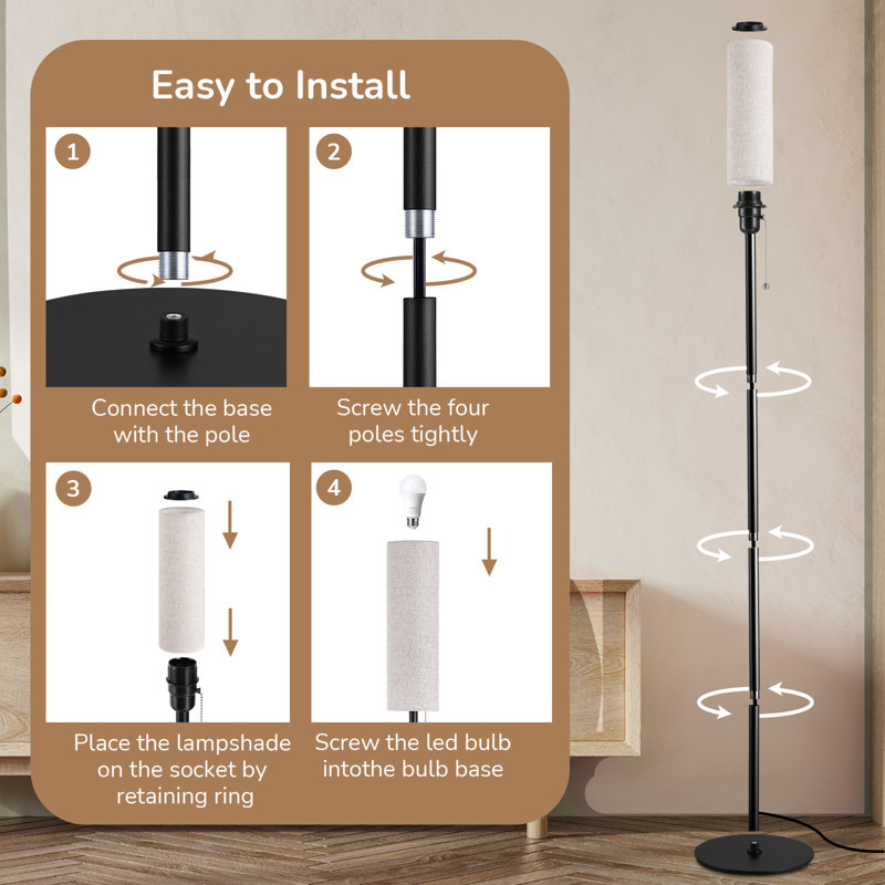 165cm Polished LED Traditional Floor Lamp