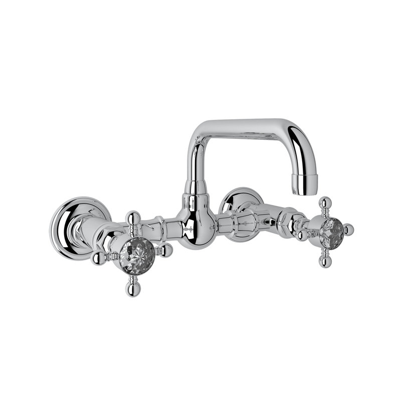 Robinet de salle de bain mural avec bec en U Acqui®, Chrome poli