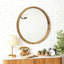 Miroir rond rond avec cadre en bois, miroir circulaire en bois naturel de 23,62 po pour la salle de bain, la chambre à coucher, le vestibule, miroir décoratif moderne Mid-Century