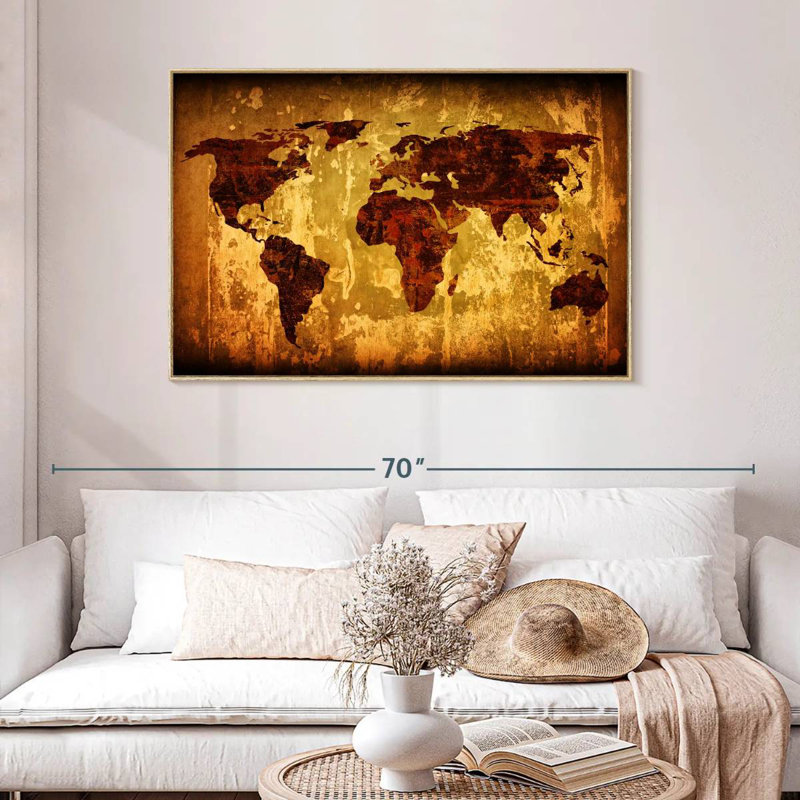 Monde rétro Liggins, Cadre flottant en bois naturel, 46 po x 31 po
