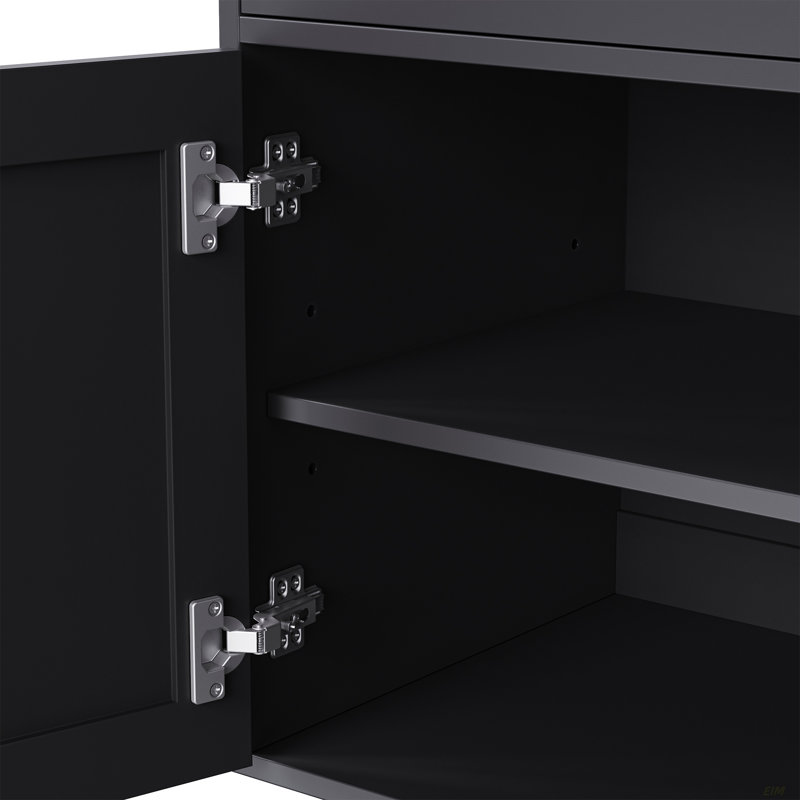 Armoire de rangement Farmhouse avec tablettes réglables, Noyer foncé