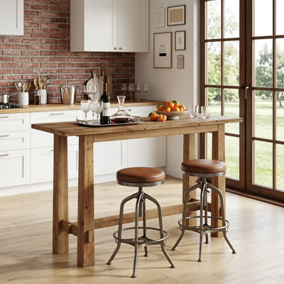 63” Solid Wood Bar Pub Table, Counter Height Dining Table for for Home Bar, Bistro, Kitchen