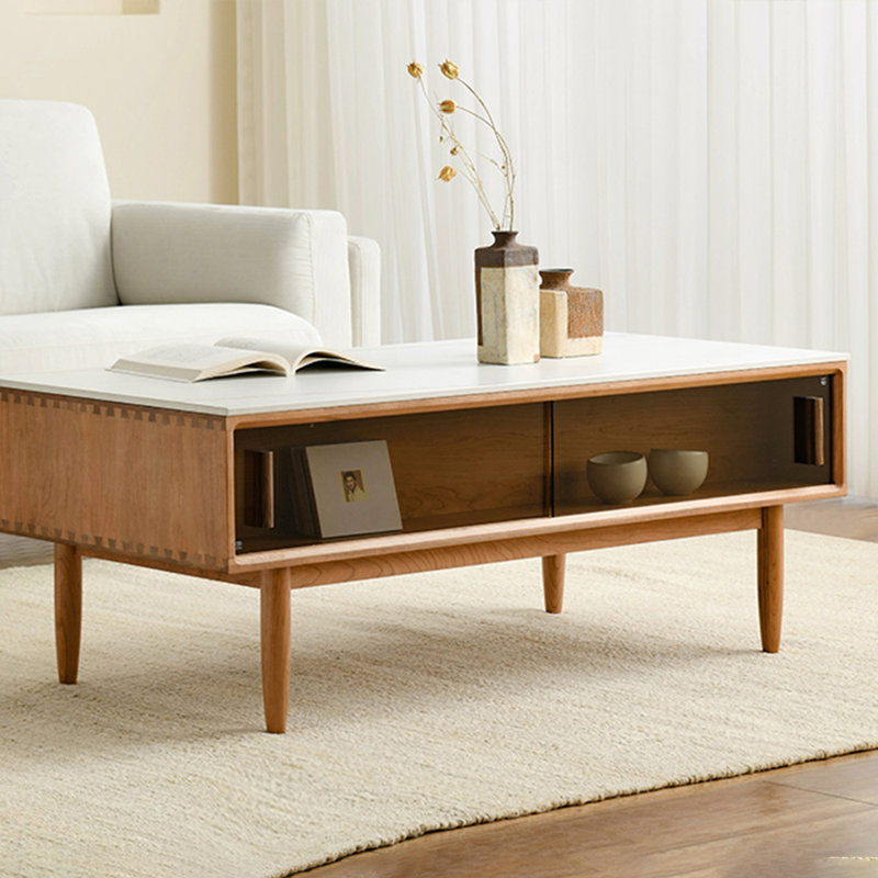 Table basse en bois massif de granite minimaliste