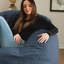 Pouf Big Joe Cloudberry, assise structurée en mousse, motif bouclé Teddy, bleu ardoise, pour adultes-118316755-134924385