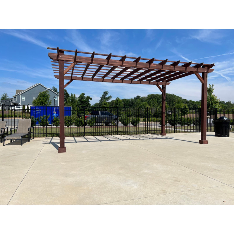 Best Redwood Mission Brown 12 ft x 12 ft Wooden Pergola