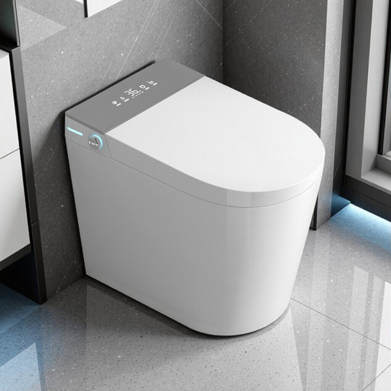 Toilette compacte intelligente avec siège de bidet, conception sans réservoir, chasse d'eau automatique et siège chauffant pour les petites salles de bain
