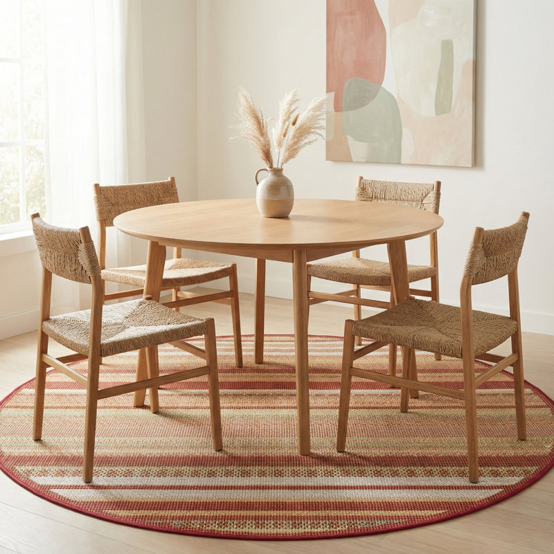 Terrill Striped Indoor / Outdoor Rug, Round 3'3"
