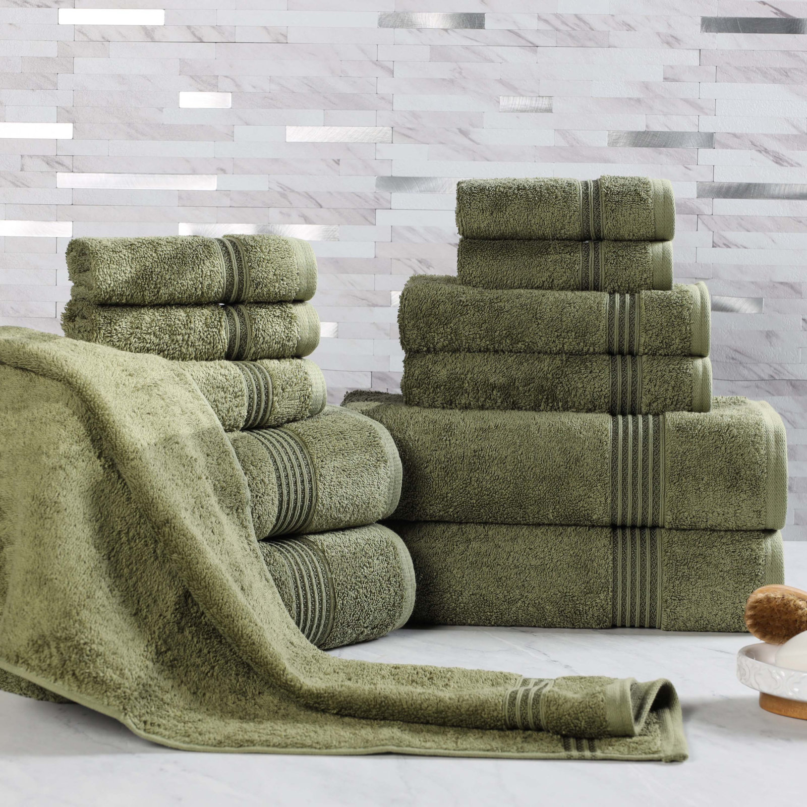 Guadlupe 12-Piece Egyptian Cotton Towel Set, Forest Green